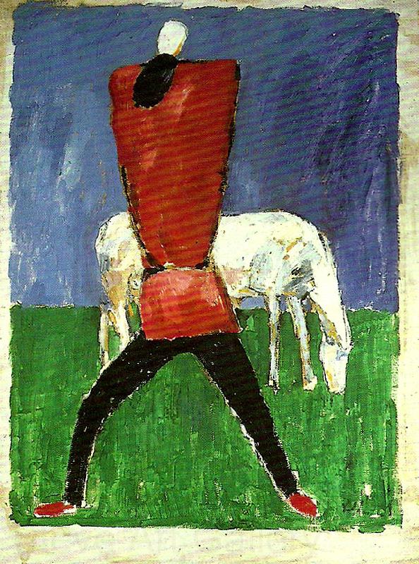 Kazimir Malevich peasant and horse Norge oil painting art